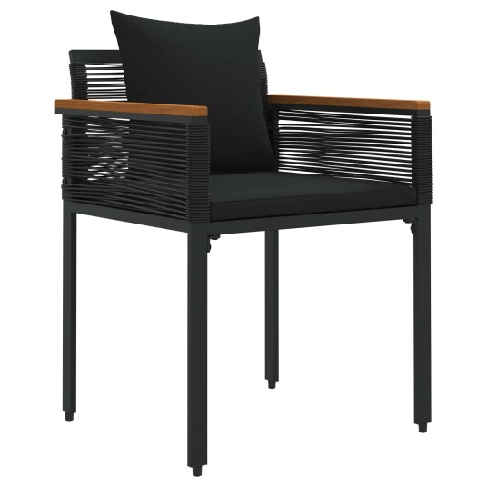 Utemøbelsett med pute Svart PE Rattan