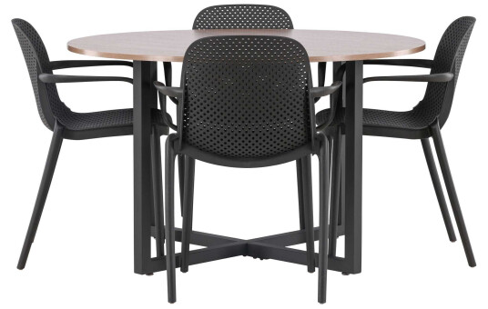Venture Design Durango & Baltimore spisegruppe Svart/valnøtt 4 stoler & bord 120 cm