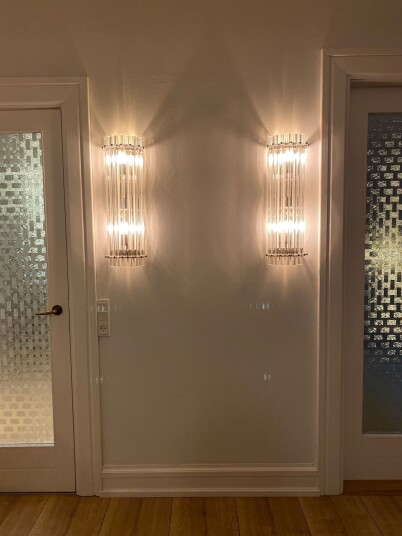 Murano Vegglampe 7 prismer Gjennomsiktig Krompatinert
