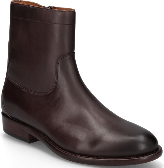 Polo Ralph Lauren Owen Leather Zip Ankle Boot DARK BROWN 46