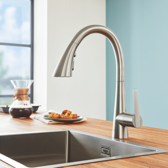 GROHE ZEDRA KJØKKENARMATUR M/UTTREKKBAR 3-SPRAYS TUT SUPERSTEEL GROHE ZEDRA KJØKKENARMATUR M/UTTREKKBAR 3-SPRAYS TUT SUPERSTEEL