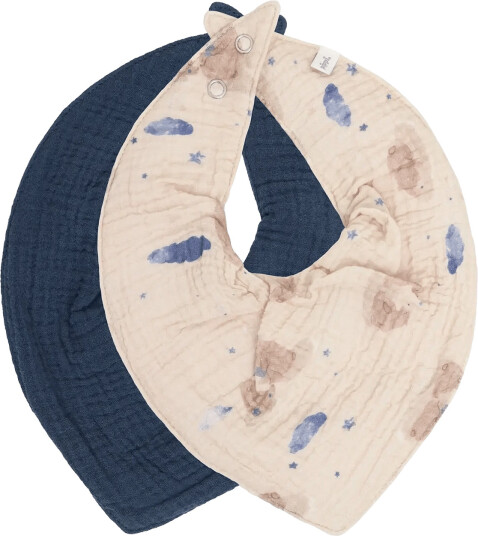 Pippi Bib Muslin W. Aop (2-Pack) - Navy - ONE SIZE