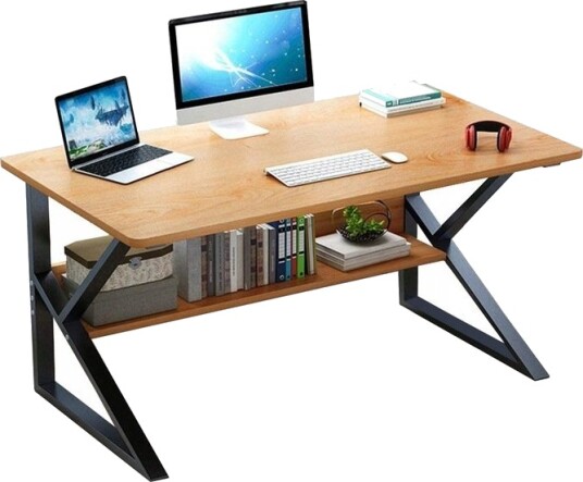 Datamaskin skrivebord kontorpult med hylle 100x60 cm Brun Datamaskin skrivebord kontorpult med hylle 100x60 cm Brun