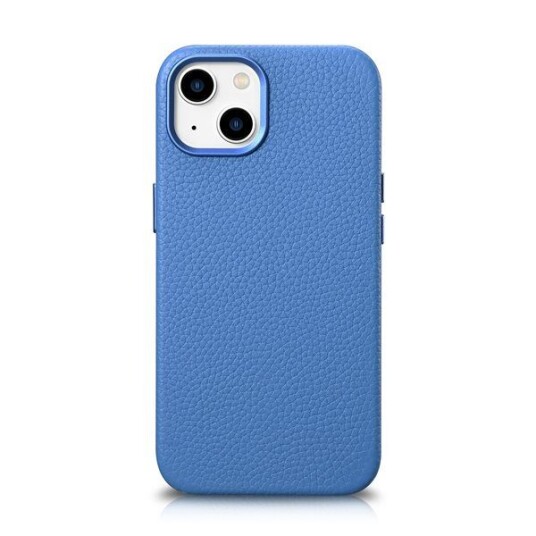 Icarer Litchi Premium Lærveske Iphone 14 Plus Magnetisk Lærveske Med Magsafe Lyseblå (Wmi14220711-Lb)