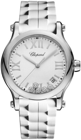 Chopard Dameklokke 278582 3001 Happy Sport Hvit/Gummi Ø36 mm
