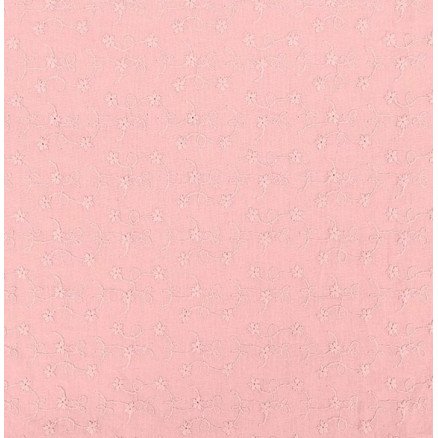 Bomullsstoff med broderi 135cm 011 Rosa - 50cm