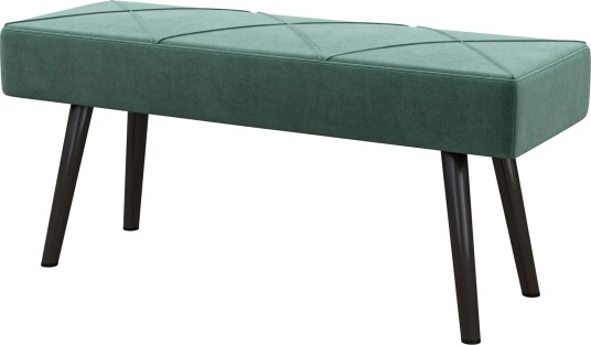 Grønn fløyelsbenk med X mønster 100x36x45 cm