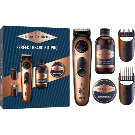 GILLETTE King C. Pro Gaveeske Elektrisk Skjeggtrimmer + Beard Wash + Beard Softener GILLETTE King C. Pro Gaveeske Elektrisk Skjeggtrimmer + Beard Wash + Beard Softener