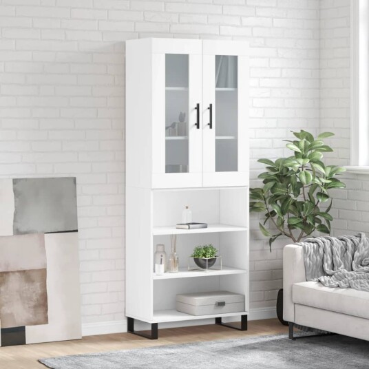 vidaXL Highboard hvit 69,5x34x180 cm konstruert tre 8720845481674