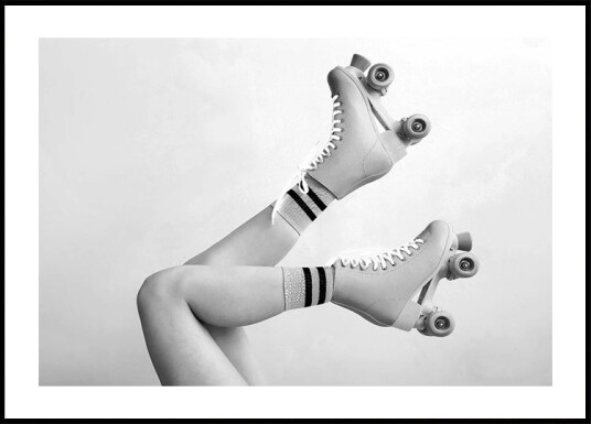Retro Roller Skates Black and White Aesthetic Plakat Plakat / 21x30cm