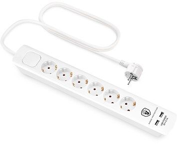 Andersson ELS 5.1 - 6 way with switch, USB 5V 2.1A, 1,5m White Andersson ELS 5.1 - 6 way with switch, USB 5V 2.1A, 1,5m White