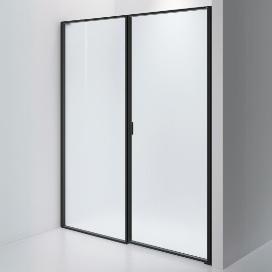 INR Iconic Nordic Rooms Dusjvegg Edge 4 Måltlpasset - Høyre / Matt Svart Frostet Glass