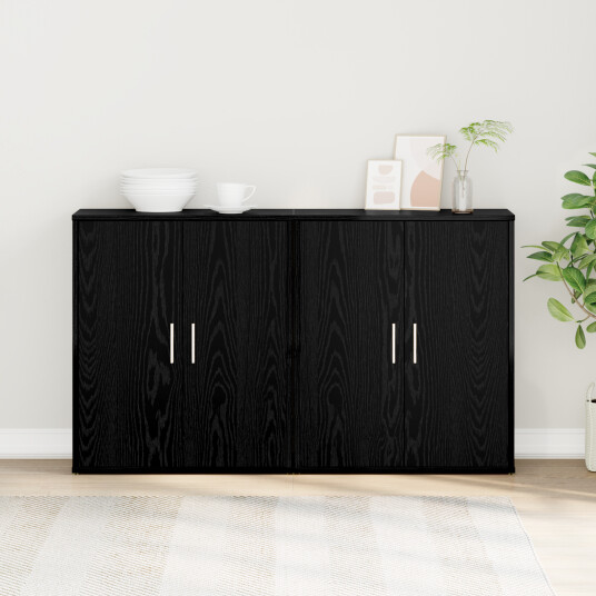 Høyskap 2 pcs Svart eik 60 x 31 x 70 cm Konstruert tre