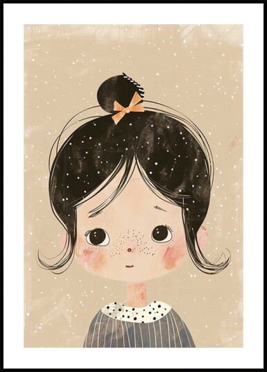Freckled Girl With Bow Plakat Plakat / 30x40cm