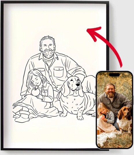 Personalisert Plakat   Familie Linjekunst Trykk   AI Plakat
