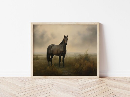 Plakat Hest i Tåkete Felt