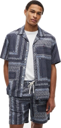 Tommy Hilfiger Cotton Tencel Bandana S/S Shirt Navy M Tommy Hilfiger Cotton Tencel Bandana S/S Shirt Navy M