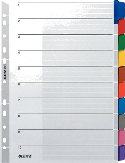 Leitz Mylar Papp Register Blank A4 5 Delt Grå Fargede Faner 160 G/M² Med Skrivebart Forsideark Faner 4320 00 00