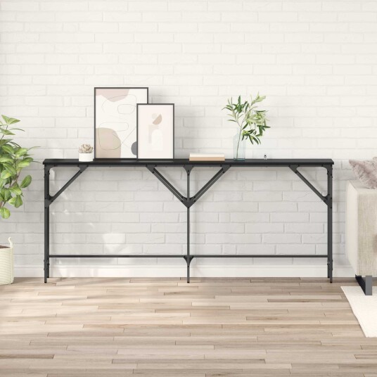 Konsollbord Svart eik 180 x 29 x 75 cm Konstruert tre