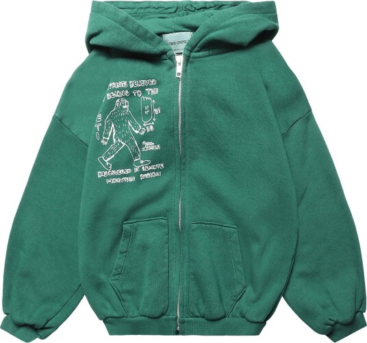 Bobo Choses Mr. Footish Zipped Hoodie Sweatshirt GREEN 122
