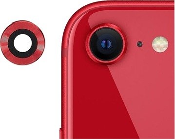 iPhone SE (2022)/SE (2020) Kamera Linse Beskytter i Metall / Herdet Glass - Rød