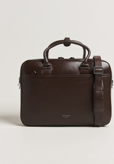 Tiger of Sweden Burin Smooth Leather Briefcase Dark Brown