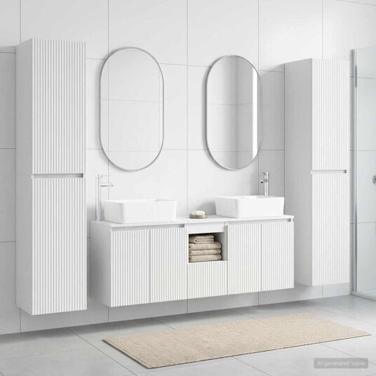 vidaXL Baderomsinnredningssett 5 stk. Hvit 33 x 34,5 x 160 cm