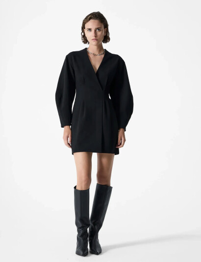 French Connection Azra Twill Wrap Dress - Black - 36