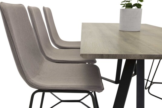 Venture Design Marina & X-chair spisegruppe Grå/svart 6 st stoler & bord 180 x 90 cm