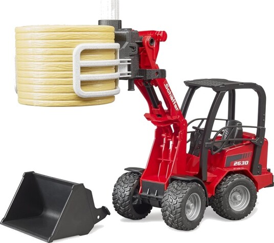 Bruder Schäffer Compact loader 2630 with Bale gripper and 1 round bale