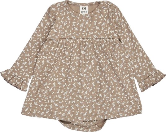 Müsli Alyssum L/S Ruffle Dress Body - WALNUT/ OAK/ MAUVE - 56