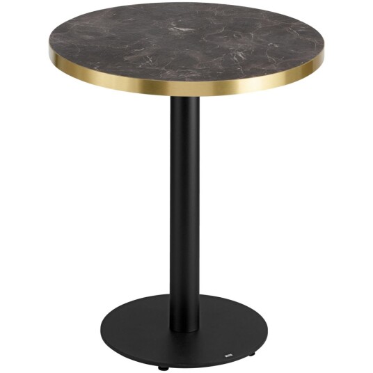 VEGA Sidebord Marvani bordben stål; 46.5x50 cm (HxØ); Bordplate Gullfarge/Svart/Marmorert, Ramme Svart; Rund VEGA Sidebord Marvani bordben stål; 46.5x50 cm (HxØ); Bordplate Gullfarge/Svart/Marmorert, Ramme Svart; Rund