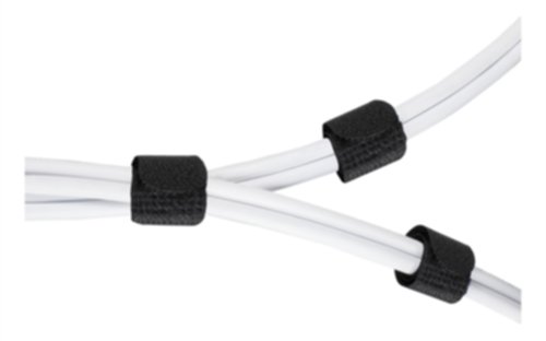 Deltaco 10-pk Kabelholdere med Borrelås Svart, 20mm Bredde, 18cm Lengde
