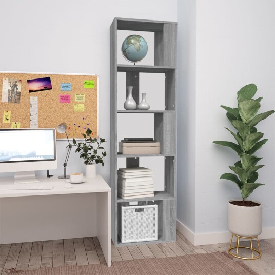 vidaXL Bokhylle gr? sonoma 45x24x160 cm konstruert tre vidaXL Bokhylle gr? sonoma 45x24x160 cm konstruert tre