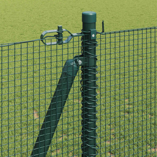 sveist trådgjerde med 13 flangerte poster Grønn 1,2x25 m Stål
