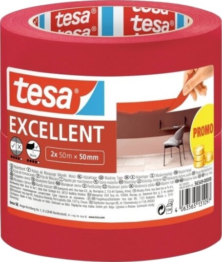 Tesa Excellent Krepptape 56549 00000 00 Rød L X B 50 M X 50 Mm 2 Stk Tesa Excellent Krepptape 56549 00000 00 Rød L X B 50 M X 50 Mm 2 Stk