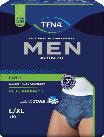 Tena MEN Pants Active Fit Plus Large/X Large blå 10 stk.