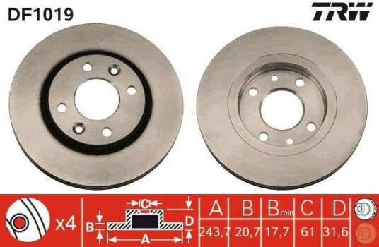 Bremseskive TRW DF1019
