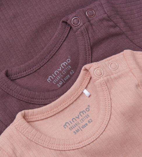 Minymo Body k/e 2 pack Misty Rose Minymo 1 år 80 Kortermet body Rosa