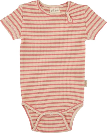 Petit Piao Body S/S Modal Striped Peach/Cream (92 / 2 år)