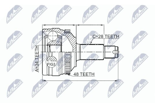 Nty Drivknute drivaksel NTY NPZ DW 028
