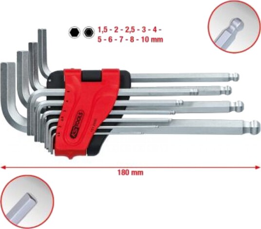 Ks Tools 151.5000, 10 Stykker, Kromvanadiumstål, Din Iso 2936, 397 G