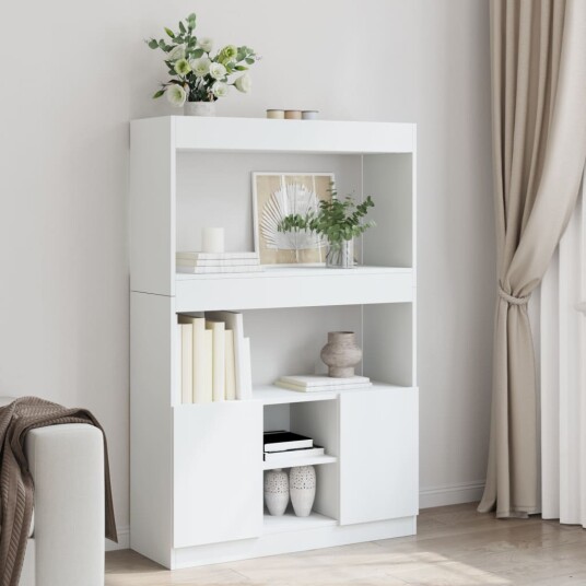  Highboard hvit 92x33x140 cm konstruert tre