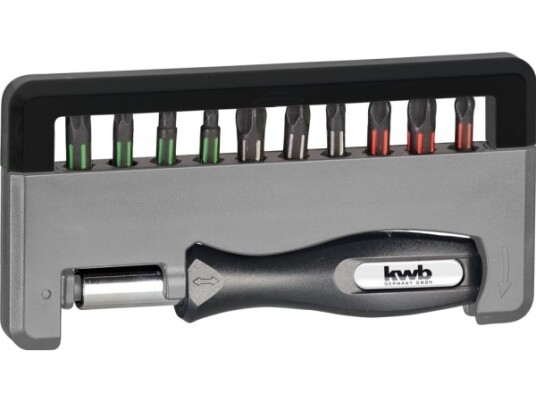 Kwb Torsion Handy Bit Box, 12 Stykker, Philips, Pozidriv, Torx, Ph 1, Ph 2, Ph 3, Pz 1, Pz 2, Pz 3, T10, T15, T20, T25, Stål