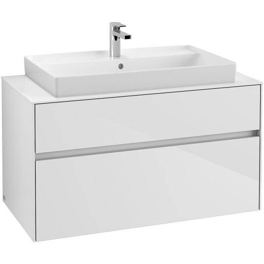 Villeroy & Boch Collaro Servantskap med 2 skuffer 100x50x54,8 cm u/lys Hvit Høyglans Villeroy & Boch Collaro Servantskap med 2 skuffer 100x50x54,8 cm u/lys Hvit Høyglans
