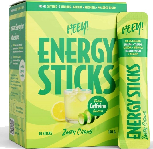 Heey! Energy Sticks Caffeine + Guarana Zesty Citrus 30 stk