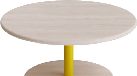 Bord Donut, Ø700 Mm, Højde 350 Mm, Hvidpigmenteret Ask På Gult Understel