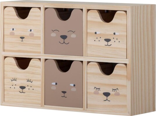 Bloomingville Calle bokhylle liten 6 skuffer 27x18 cm Natur