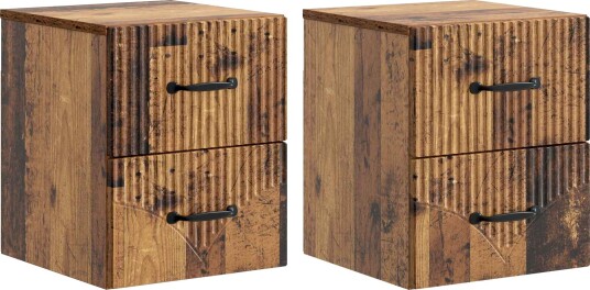  Vegghengt Nattbord 2 pcs Gammelt tre 34,5 x 33 x 40 cm