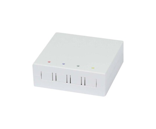 SYNERGY FTTH Wandgehäuse, für 4 Kupplungen SC-S oder LC-D 80x80 mit Kabelführung, DIN-Rail/Wand, Schrumpf, Synergy 21